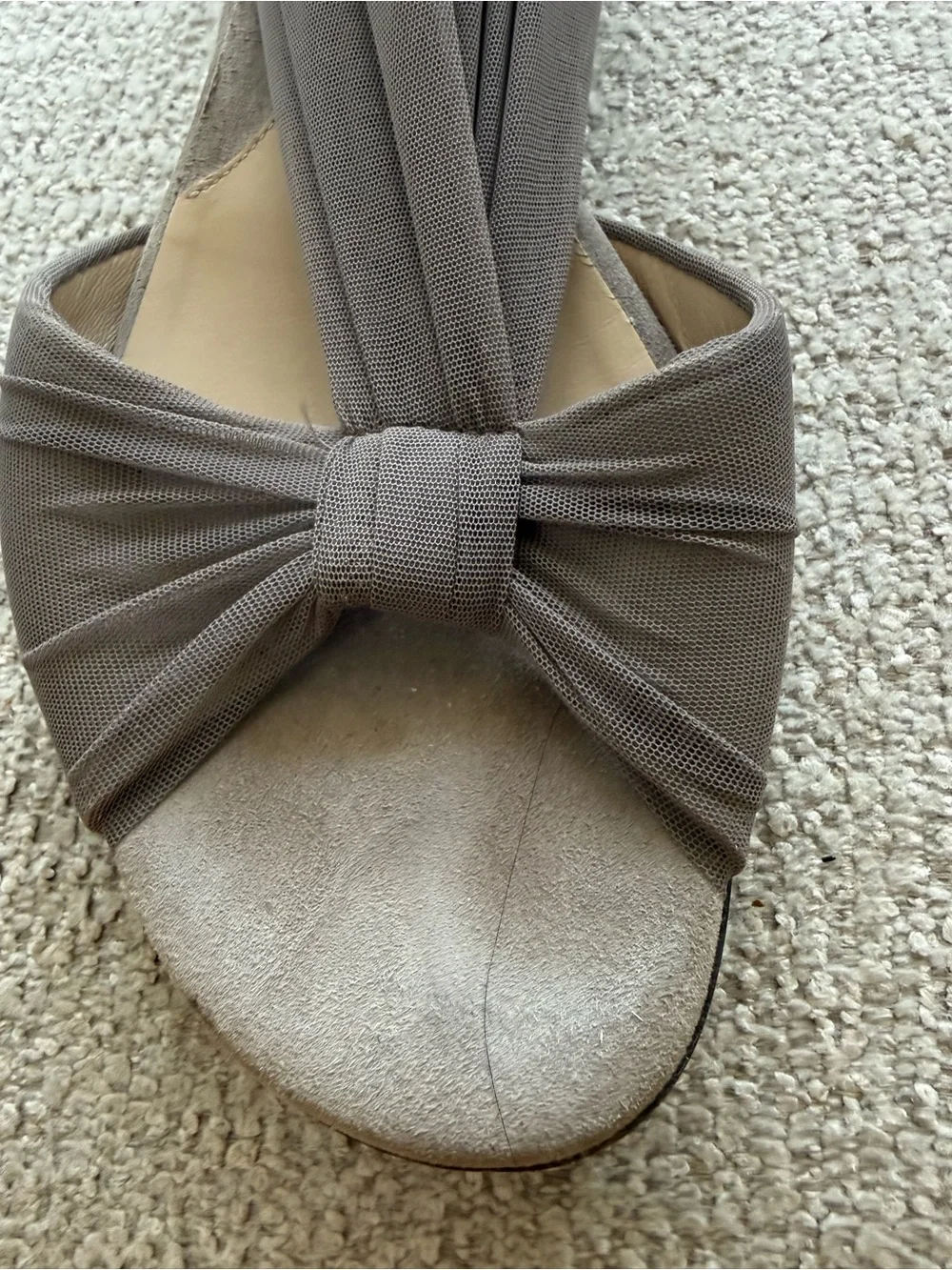 Fendi Taupe Knit Knot Ballet Flats